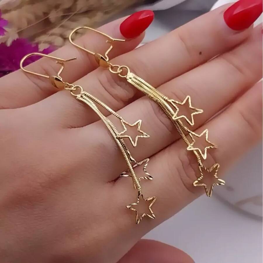 گوشواره آویز دار طرح طلا