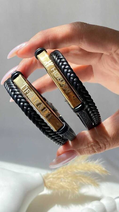 دستبند چرم با حک مارک