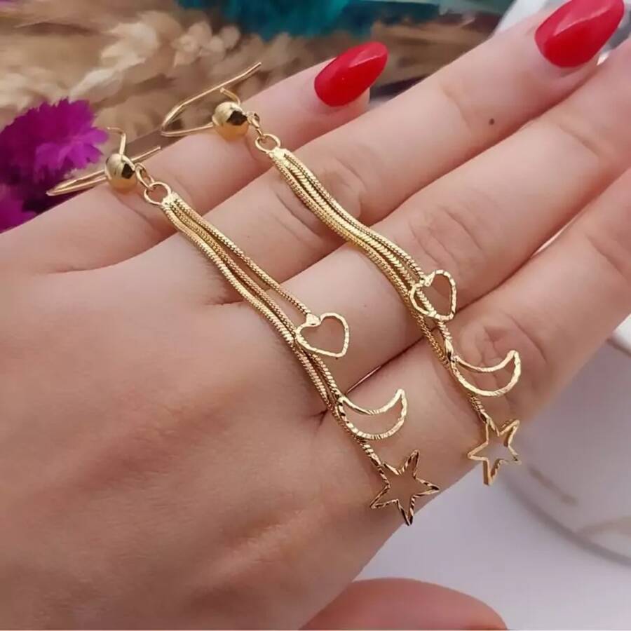 گوشواره آویز دار طرح طلا