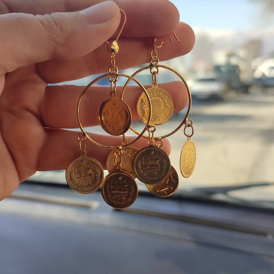گوشواره پایه سکه طرح طلا 