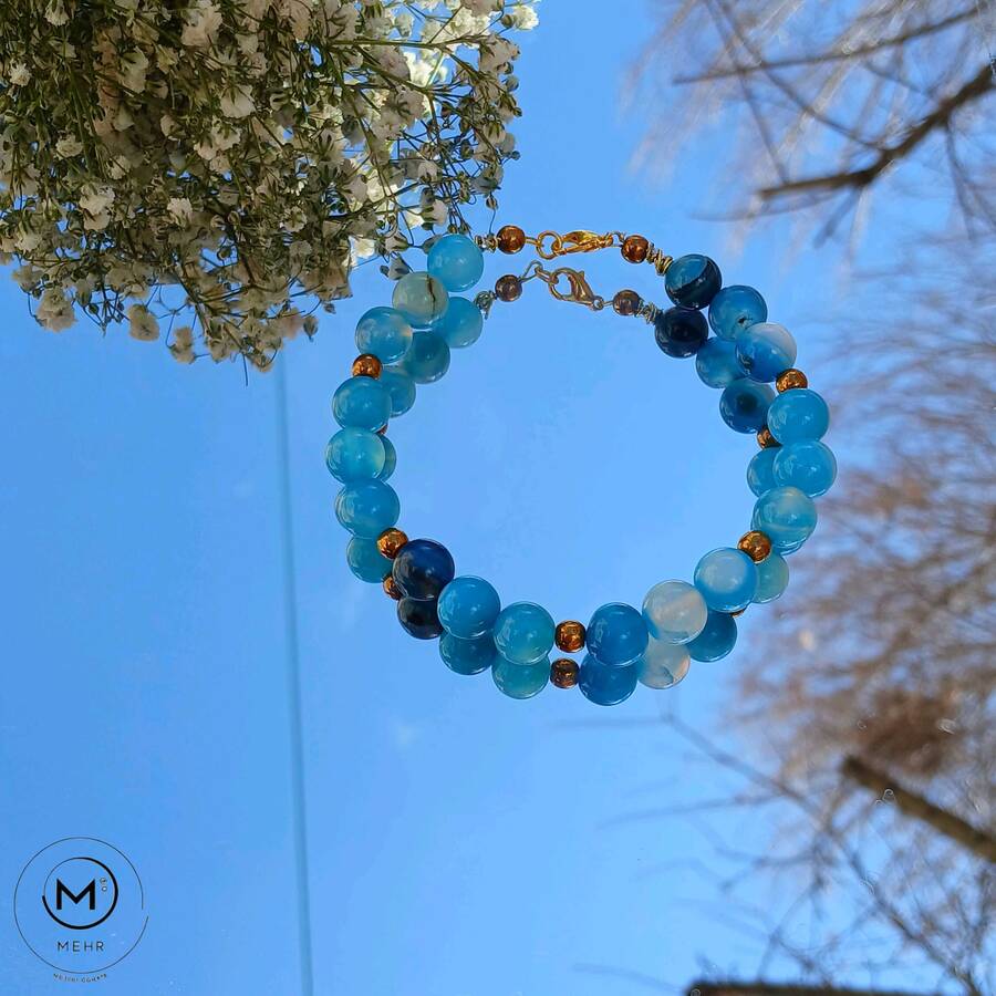 دستبند عقیق آبی