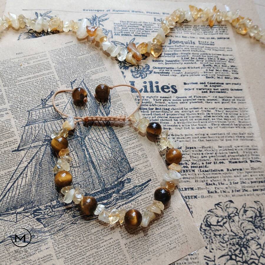 دستبند چشم ببر و سیترین 