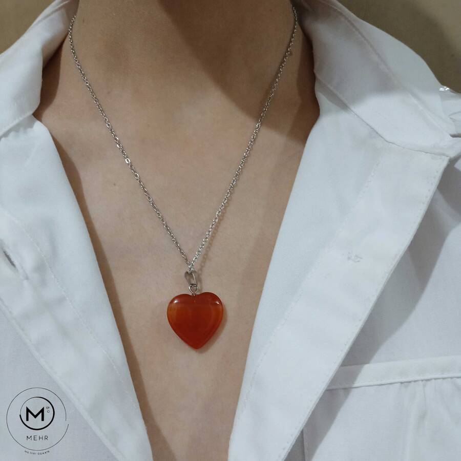گردنبند قلبی عقیق سرخ