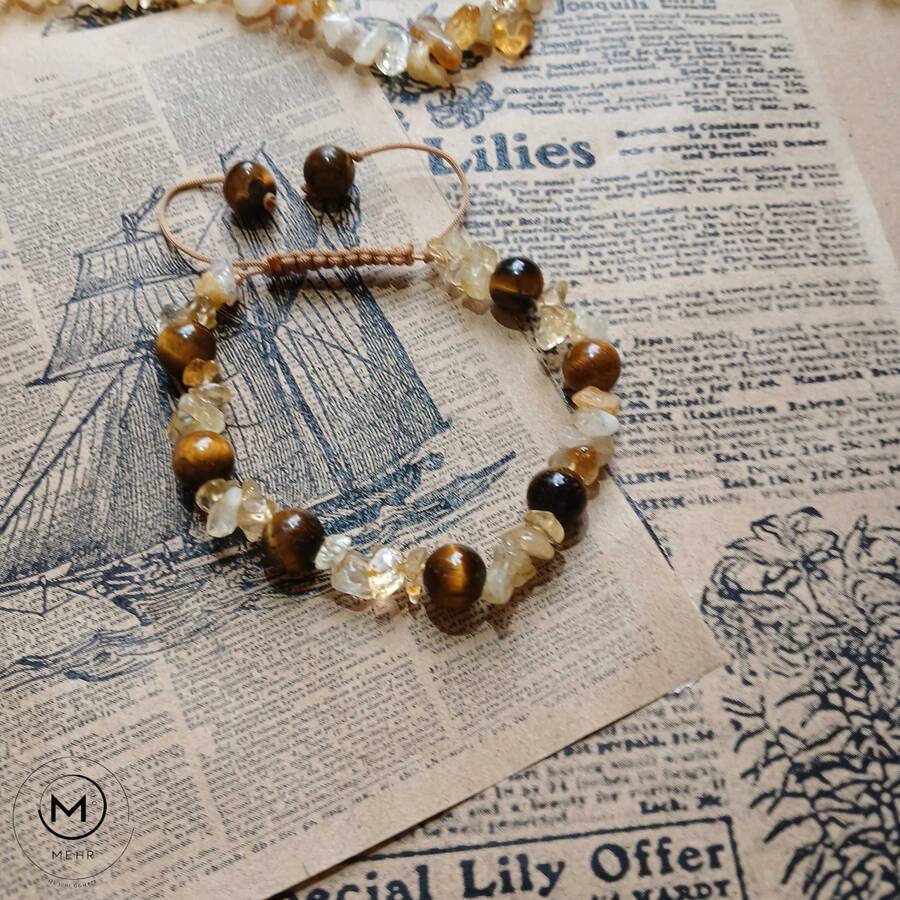 دستبند چشم ببر و سیترین 