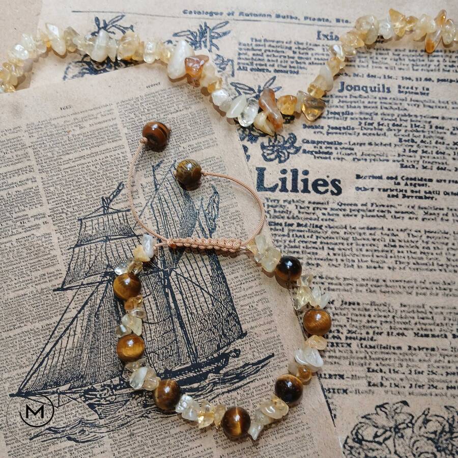 دستبند چشم ببر و سیترین 